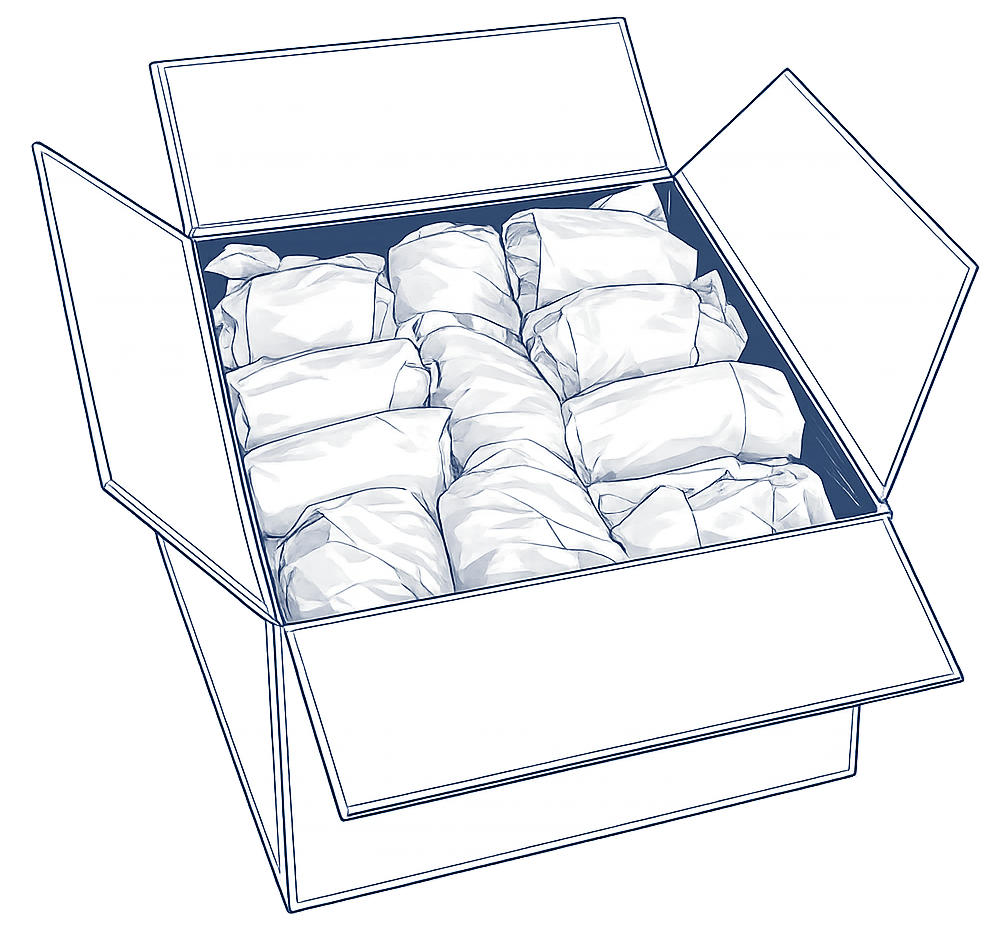 Packed household items prepared for move day